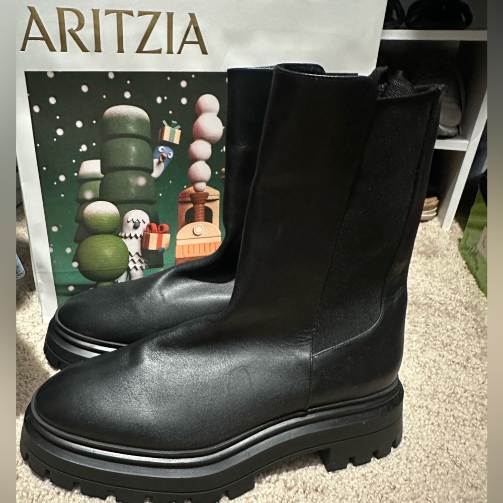 Black leather boots